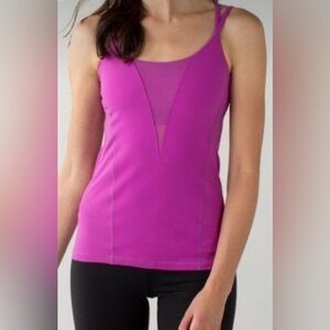 Lululemon Exquisite Tank EUC Ventilated Strappy Built-in Bra w/ Pads Berry Sz 10